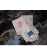 JANIE AND JACK 2PC CAT &amp; FLORAL SOCKS SIZE 3/6 MONTHS GIRLS NEW - £14.12 GBP