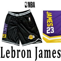 Men&#39;s Lebron &quot;James 23&quot; Los Angeles Lakers Shorts Black Purple Yellow M L Xl 2XL - £25.93 GBP+