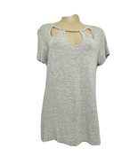 Jennifer Lopez Women&#39;s size Large Short Sleeved Keyhole T Knit Shirt Top... - $22.49