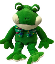 Walmart Green Frog 12” Plush Stuffed Animal With Bow Tie Easter - £11.88 GBP