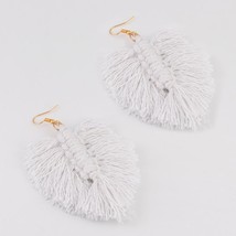 Bohemian Colorful Macrame  Leaf Shape Tassel Earrings for Women Trendy Fringed F - £6.35 GBP