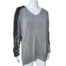 XCVI Large Hi-Low Gray Velvet Dolman Sleeve Top Tunic Rayon Silk Top Blend  - £29.29 GBP