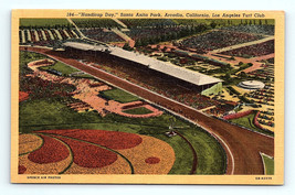 Postcard Arcadia Los Angeles California Santa Anita Park Turf Club Ariel 1940s - £5.53 GBP