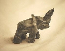 Onyx Stone Gray Carved Wild Elephant Animal Figurine Shadow Box Shelf De... - £11.72 GBP