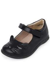 NWT The Children&#39;s Place Girls Black Cat Mary Jane Shoes 4 5 6 7 8  NEW - $19.99