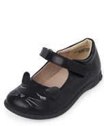 NWT The Children&#39;s Place Girls Black Cat Mary Jane Shoes 4 5 6 7 8  NEW - £15.61 GBP