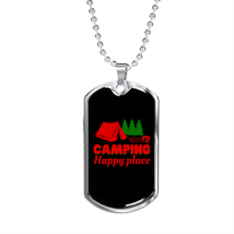 Camper Necklace  Camping Happy Place Red Necklace Stainless Steel or 18k Gold D - £37.92 GBP+