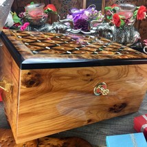 Memory Large wooden box, thuya cedar burl wood gift box, birthday gift f... - $321.75