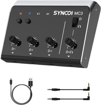 Synco Audio Mixer, 4-Channel Portable Stereo Line Mixer For Microphones, - £40.58 GBP
