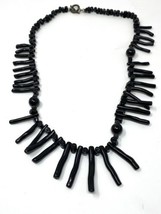 Vintage Mid Century Lucite Statement Necklace Black - £18.69 GBP