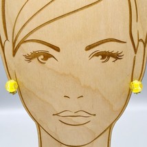 Vintage Yellow Bead Clip On Earrings, Summery Faceted Cased Lucite - £20.23 GBP