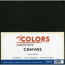 My Colors Canvas Cardstock Bundle 12&quot;X12&quot; 18/Pkg-Black Magic - £15.86 GBP