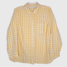 Kim Rogers Womens Blouse Size 2X Long Sleeve Button Front Collared Yellow Check - £11.14 GBP