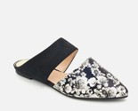 Journee Collection Women Mule Flats 8M Black White Floral Slip On Pointe... - $23.76