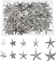 10 Starfish Charms Assorted Lot Antiqued Silver Sea Pendants Jewelry Making Set - £4.45 GBP