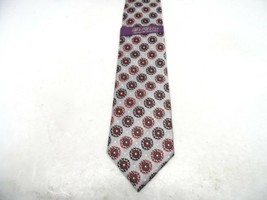 Bel Vetro Men&#39;s Hand Made 100% Silk Neck Tie Silver/Black/Red - £2.83 GBP