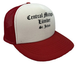 Vintage Central Michigan Lumber Hat Cap Snap Back Red Mesh Trucker St Johns Mens - £15.48 GBP
