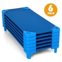 Pack Of 6 Kids Stackable Naptime Cot Bed Daycare Rest Mat For Home Blue - £180.87 GBP
