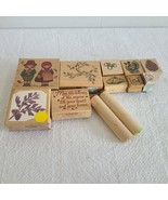 12 Autumn Thanksgiving Theme Rubber Stamps - Pilgrim Turkey-Maple Leaves... - $285.37 MXN