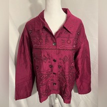 White Stag Vintage Style Beaded Embellished Jacket Dark Red Size Large - $11.49