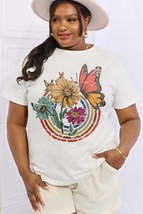 Simply Love Full Size Flower &amp; Butterfly Graphic Cotton Tee - £19.93 GBP