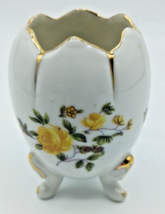 Vintage Porcelain Cracked Egg Footed Planter 3&quot; Gold Trim Japan - £10.27 GBP