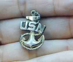 Antique US Navy USN Sterling Anchor &amp; Rope Military Pin - $29.99