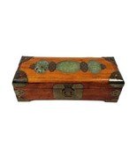 Chinese Brass MUSIC Wooden Jewelry Box with Jade Inlay Three Jade Medall... - $2,548.34 MXN