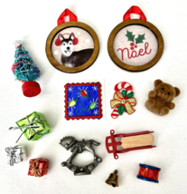 Lot Miniature Doll House Christmas Decorations Toys Tree Rocking Horse Sled Bear - £15.21 GBP