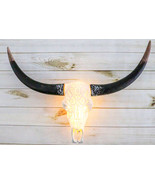 Western Tooled Filigree Longhorn Steer Cow Aged Bone Skull LED Light Wal... - £70.76 GBP