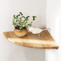 Corner Shelf 9&quot; Solid Oak Wood Floating Corner Shelf Wall Mount Round, O... - $35.94