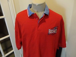Vtg 90&#39;s Red Rocket Ship SEWN Houston Rockets NBA Basketball Polo Shirt Men 2XL - £27.62 GBP