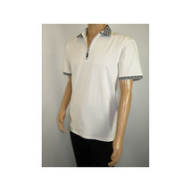 Men Sports Shirt DE-NIKO Short Sleeves Cotton Zipper Polo Shirt DBK104 White image 10