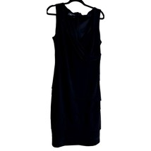Dressbarn Collection Black Sleeveless Surplice Neck Tiered Sheath Dress Size 14 - £16.95 GBP