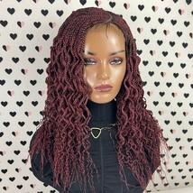 Cornrows Curly Box Braided Wigs For Black Women Lace Closure Wig Goddess... - £121.52 GBP
