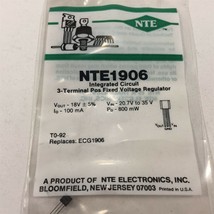 (2) NTE NTE1906 Integrated Circuit Positive 3 Terminal Voltage Regulator... - £7.98 GBP