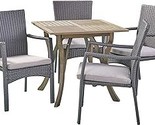 Christopher Knight Home Alva Outdoor 5 Piece Wood and Wicker Square Dini... - $883.99