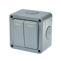 Weatherproof Outdoor 10A 2 Way Dual Switch 2 gang IP66 Outside Waterproo... - £23.58 GBP