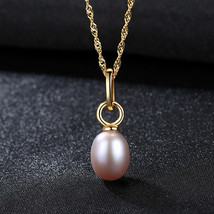 S925 Silver Necklace Pendant 18K Real Gold Plated Freshwater Pearl - £18.08 GBP