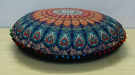 Indian Mandala Round Floor Cushion Cover Meditation Ottoman Pouf Pillow Case - £18.24 GBP+