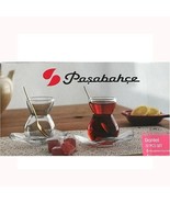 12 Pcs Tea Cup and Saucer Set Pasabahce Curved Glass Traditional Turkish - $730.07 MXN
