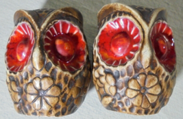 Vintage Owl Salt and Pepper Shaker Set Ceramic Kitchen Home Decor Bird Stoneware - £4.69 GBP