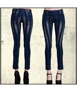 Lip Service Vertical Stripes Womens Stretch Skinny Jean Black Blue NEW 2... - $57.99