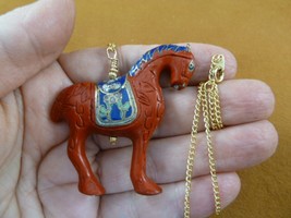 J27-15 Red CINNABAR Horse handmade wood lacquer jewelry 18&quot; Pendant necklace - £22.64 GBP