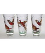 ONE (1) VTG Slightly Embossed Gold Red Pheasants Thick Bottom Glass Tumbler - $19.00 CAD