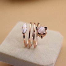 Creative  Animal Rose Gold Rings For Women Fashion Luxury Female Opal Ring Jewel - £7.65 GBP