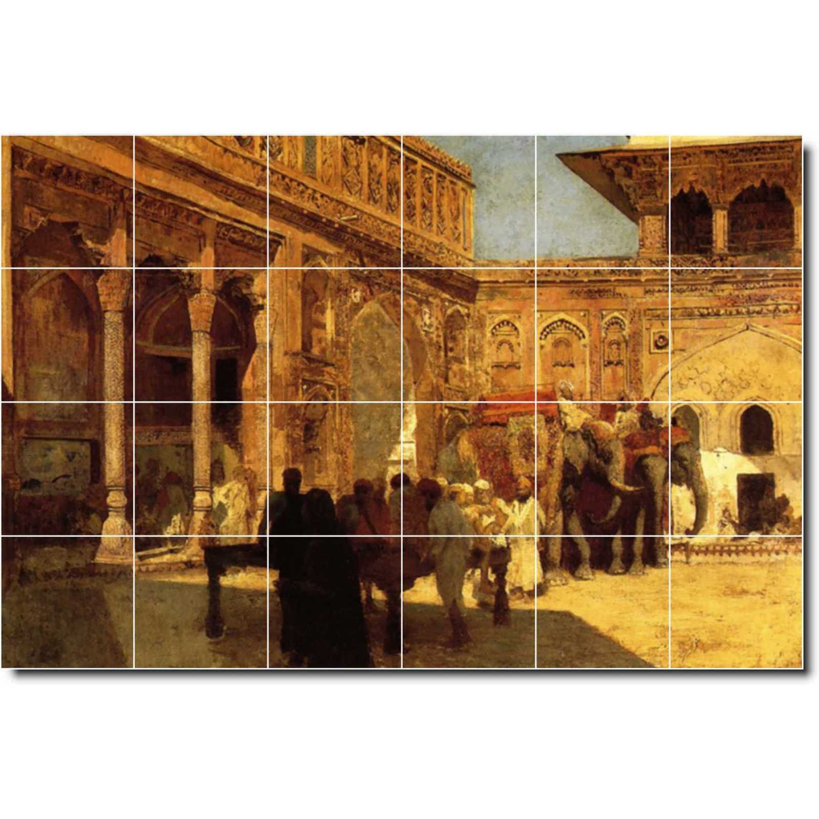 Weeks edwin elephants and figures in a courtyard fort agra