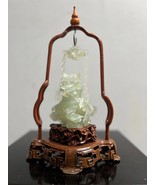 Stunning Chinese Hand Carved Jade Birds on a Carved Wood Base - $980.00