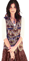 Anthropologie Safari Vest Small 2 4 Crochet Trim Print 4 Pockets $138 Ethnic NWT - £28.58 GBP