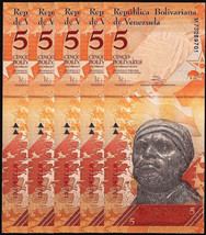 VENEZUELA  2007-13  Lot 5  UNC 5 Bolivares Banknote Paper Money Bill P-89 - £2.76 GBP